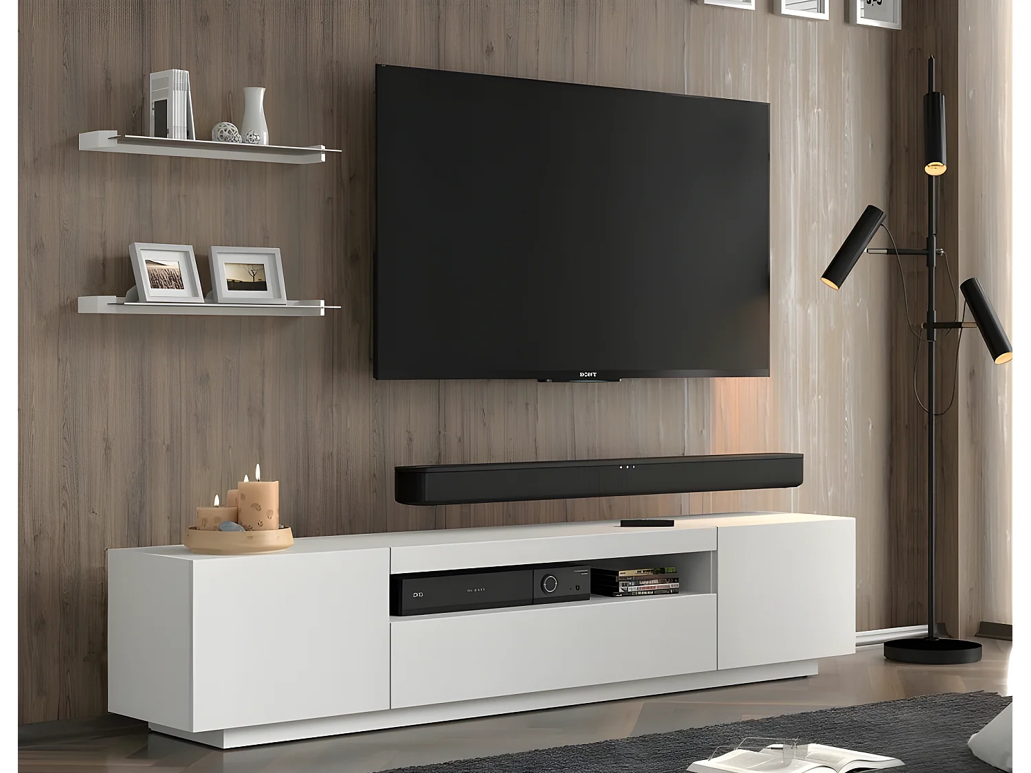 Etagère murale lot de 2 couleur blanc 60x3,7x19,5cm AURIS