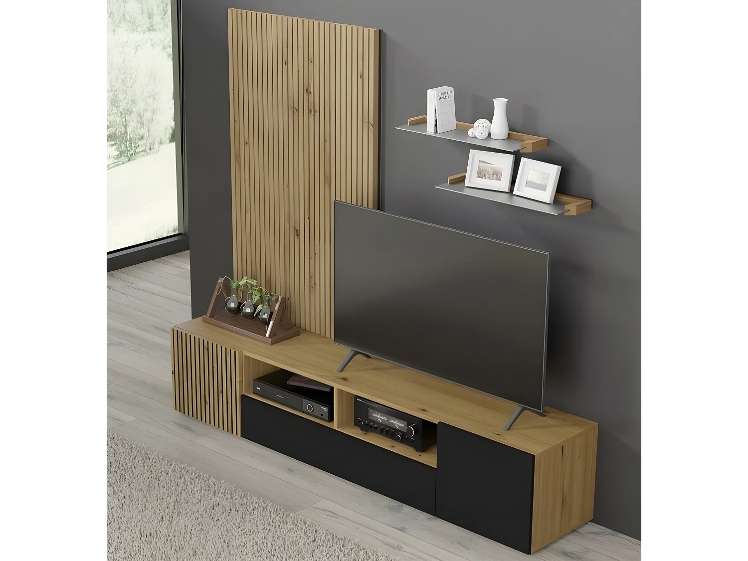 Etagère murale lot de 2 couleur wotan 60x3,7x19,5cm AURIS