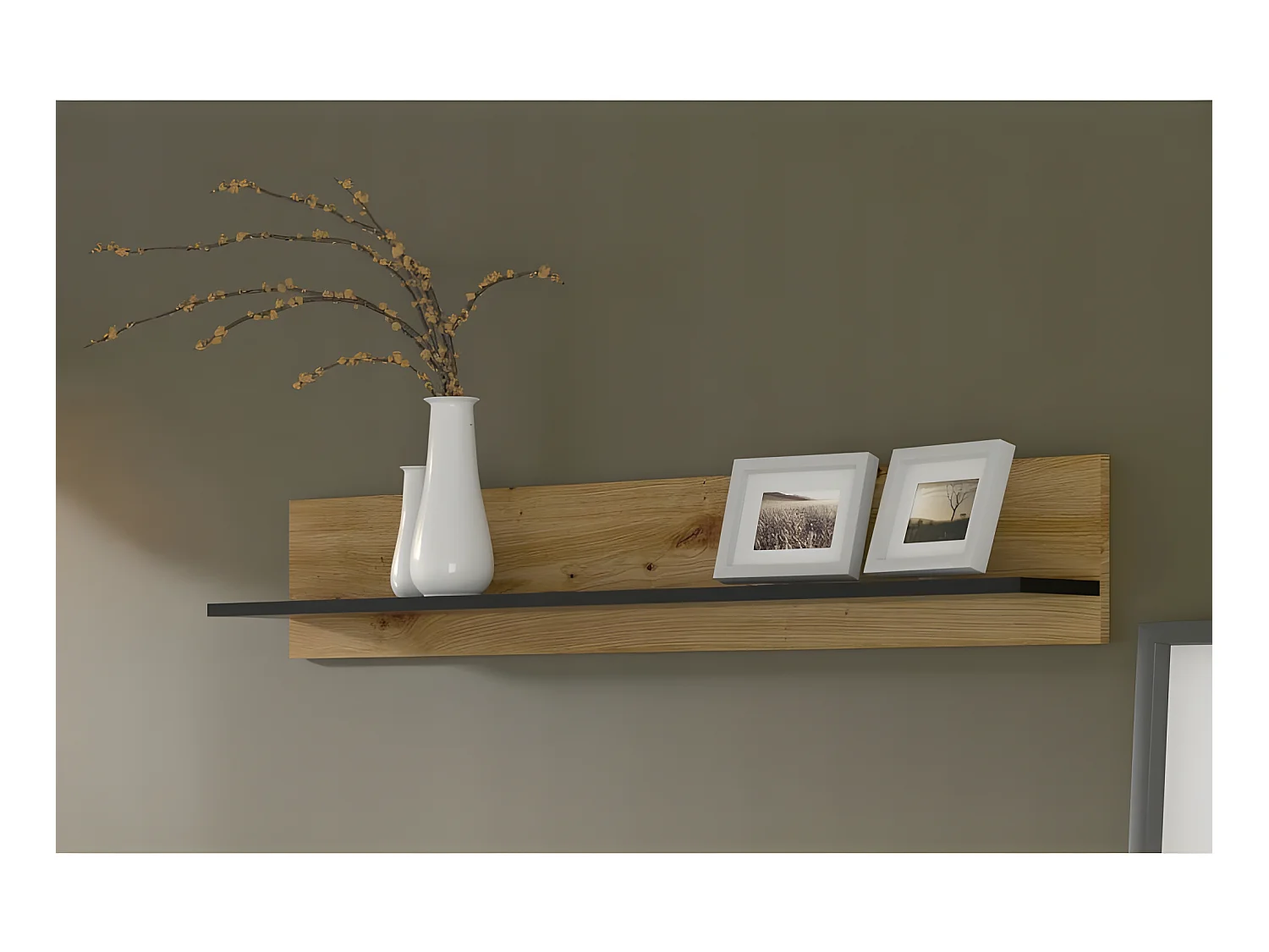 Etagère suspendue Aura panneau 150x20x16cm couleur chêne artisanal pour meuble TV