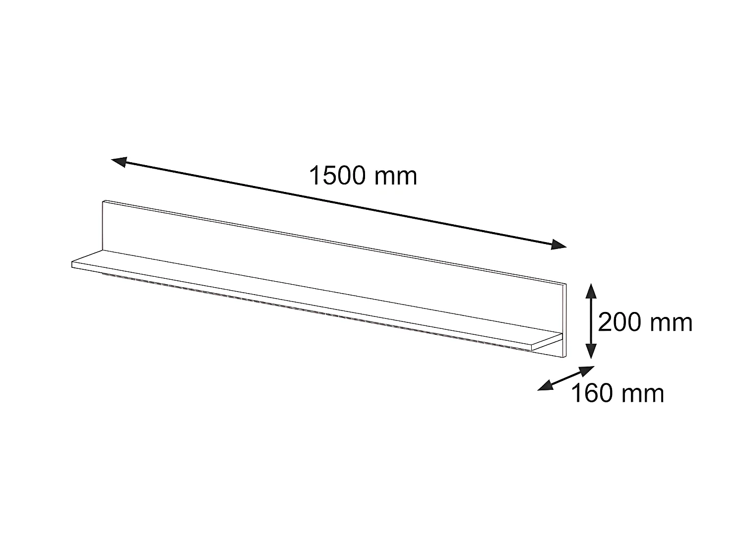 Etagère suspendue Aura panneau 150x20x16cm couleur chêne artisanal pour meuble TV