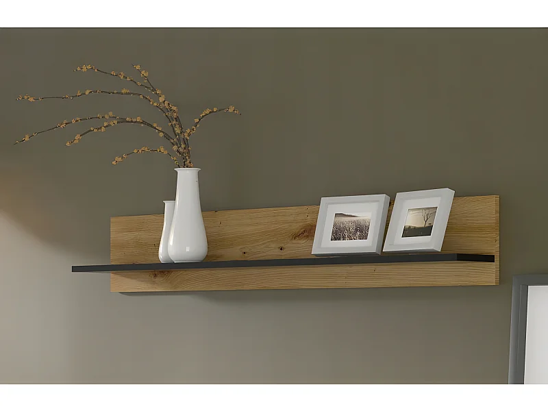 Etagère suspendue Aura panneau 150x20x16cm couleur chêne artisanal pour meuble TV