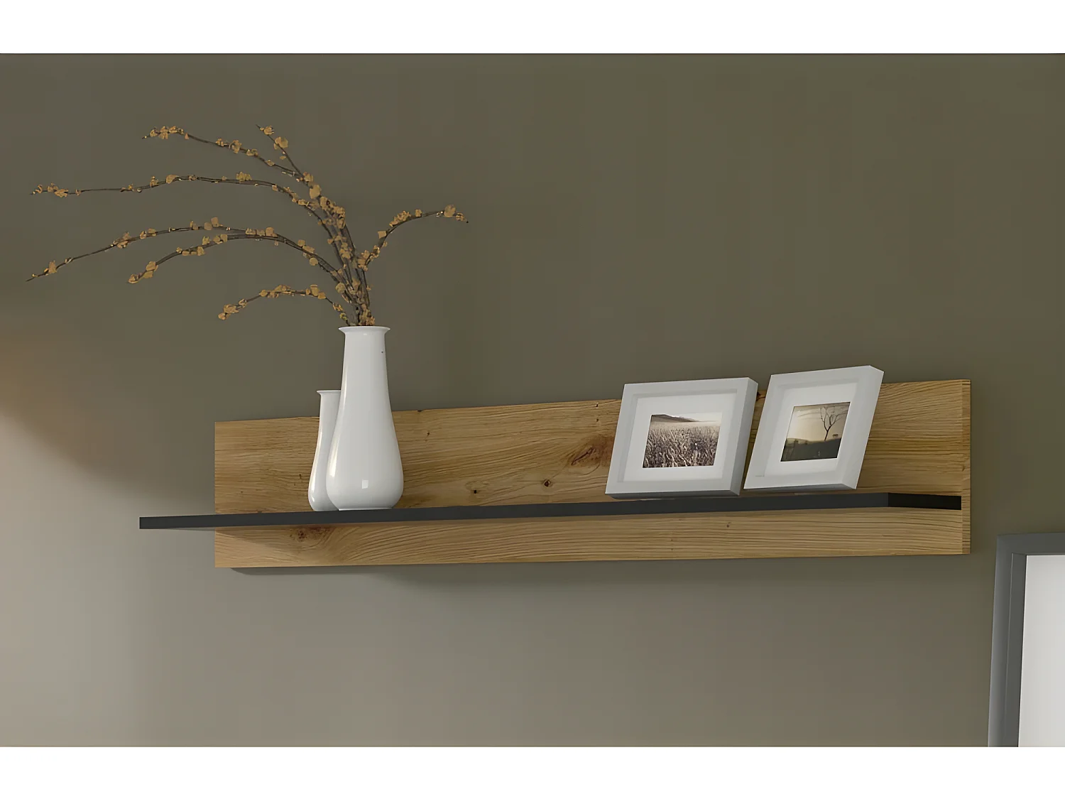 Etagère suspendue Aura panneau 120x20x16cm couleur chêne artisanal pour meuble TV