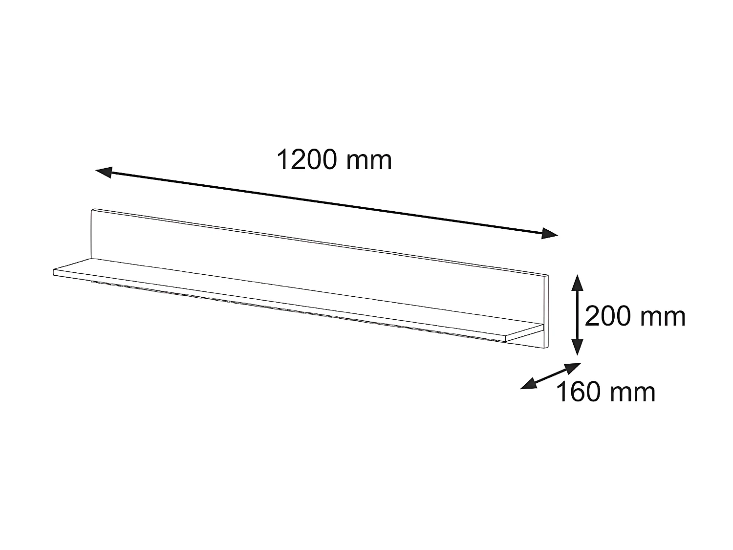 Etagère suspendue Aura panneau 120x20x16cm couleur chêne artisanal pour meuble TV