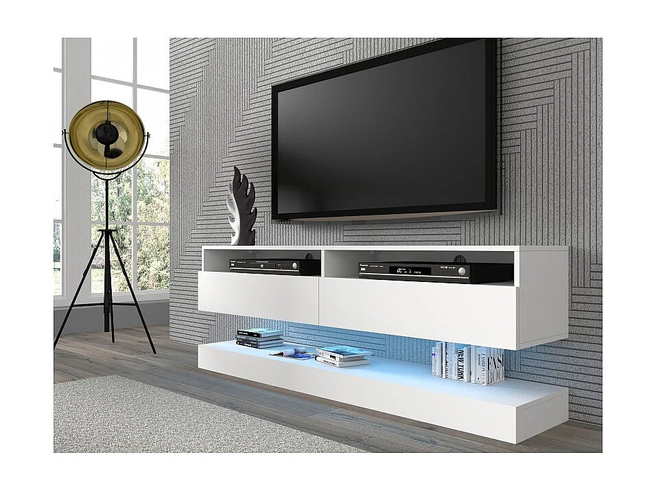 Meuble TV Duo 160 cm suspendu blanc mat sideboeard