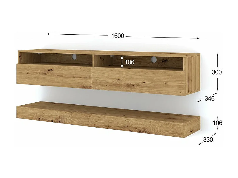 Meuble TV Duo 160 cm suspendu Artisan sideboeard