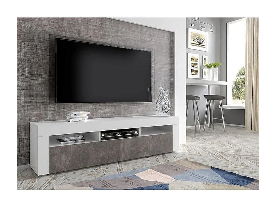 TV-Möbel MORENO 160 cm universell Weiß Matt / Dunkles Beton