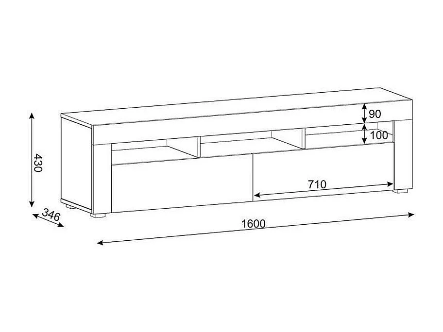 TV-Möbel MORENO 160 cm universell Weiß Matt / Dunkles Beton