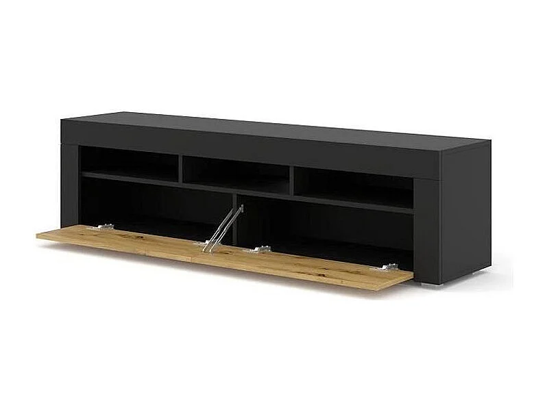 TV-meubel MORENO 160 cm universeel zwart mat / ambachtelijk eiken