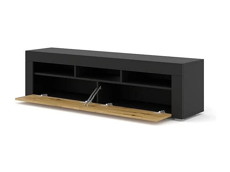 TV-meubel MORENO 160 cm universeel zwart mat / ambachtelijk eiken