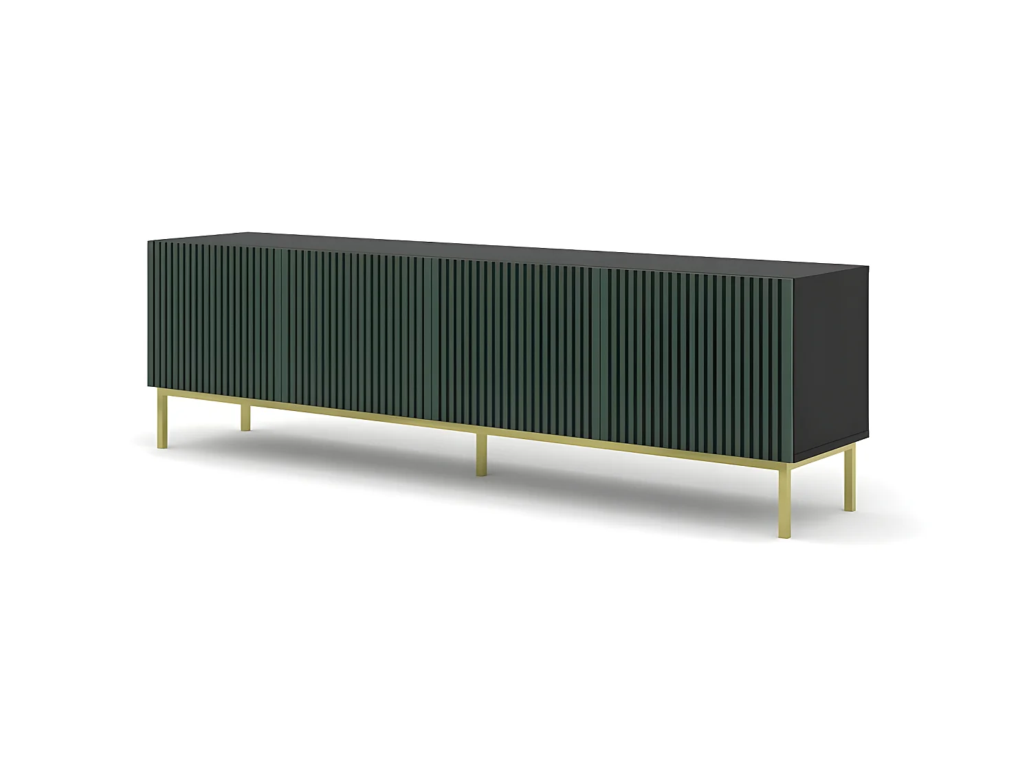 Meuble TV meuble Hi-fi sur pied Noir/Vert foncé 200x42x58cm RAVI F PEINT Pied Cadré or