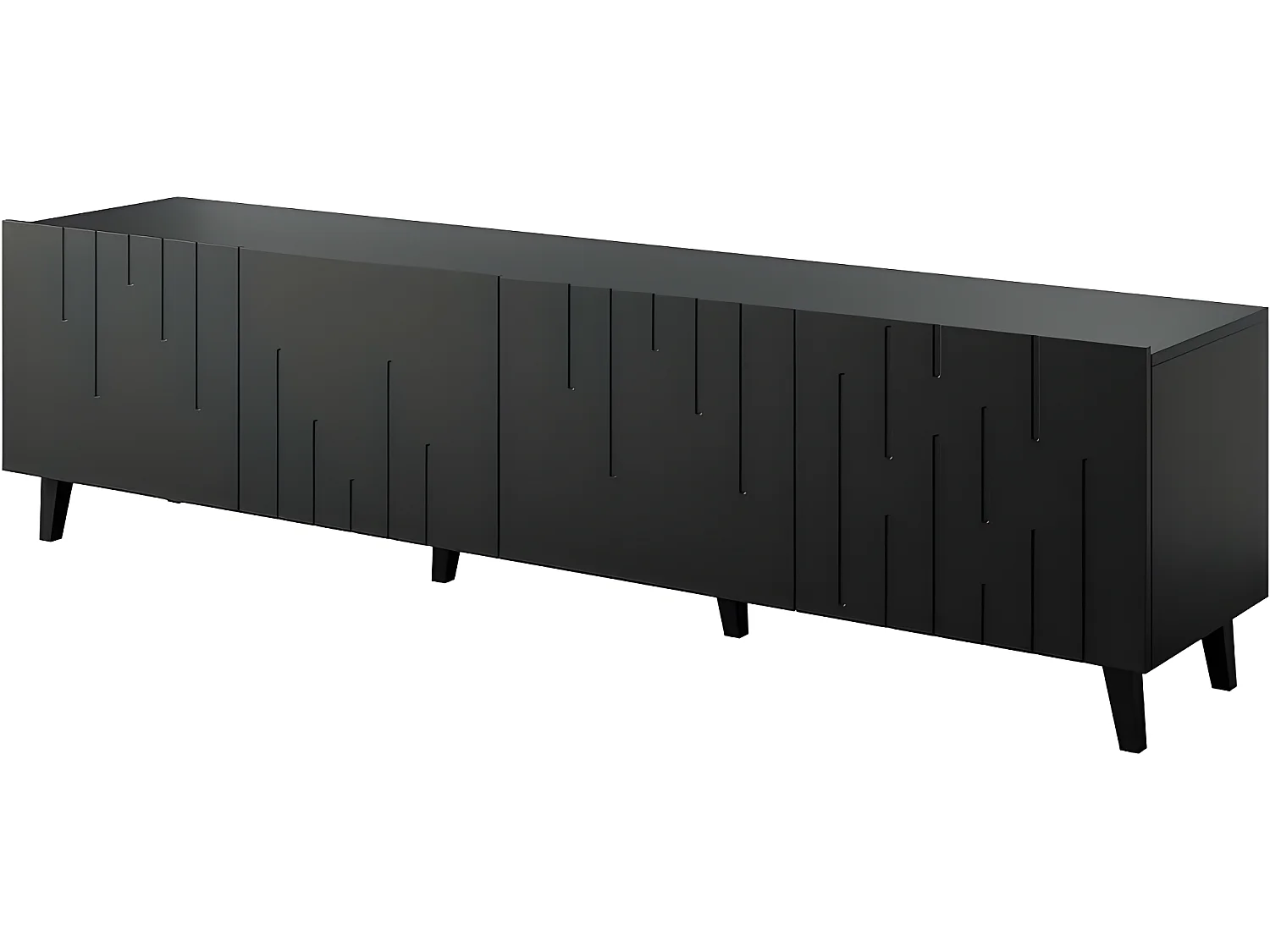 Meuble TV 200x52x42 cm Noir mat MODA meuble Hi-fi luxueux sur pieds noir avec 4 portes