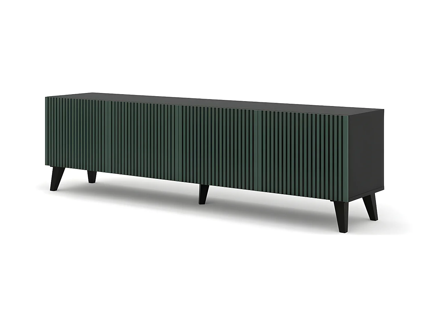 Meuble TV meuble Hi-fi sur pied Noir/Vert foncé 200x42x56cm RAVI F PEINT Pied noir