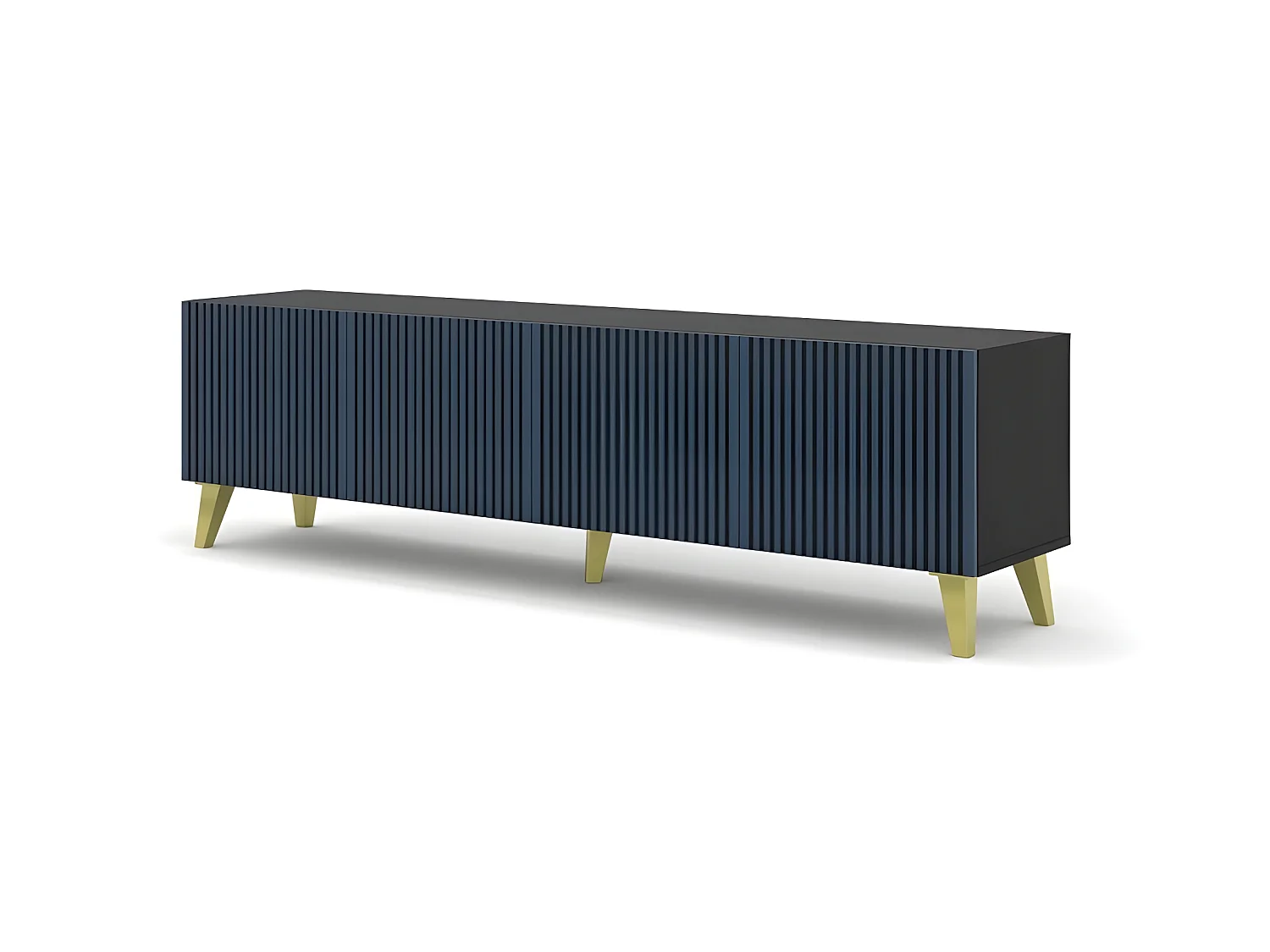 Meuble TV meuble Hi-fi sur pied Noir/Bleu marine 200x42x56cm RAVI F PEINT Pied or
