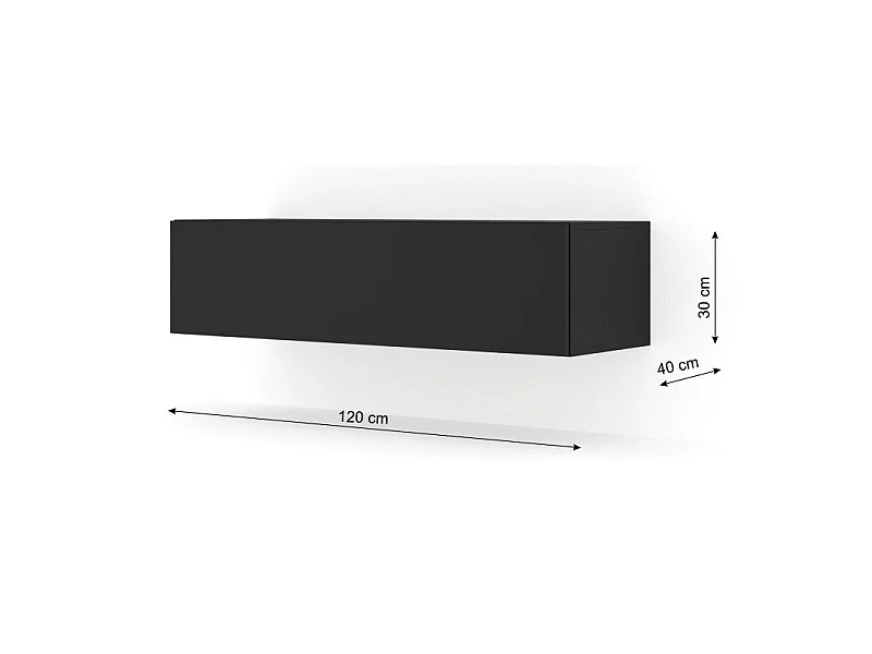 Meuble TV Mural Noir mat 120x40x3 0cm Bingo meuble Hi-fi sideboeard commode à suspendre