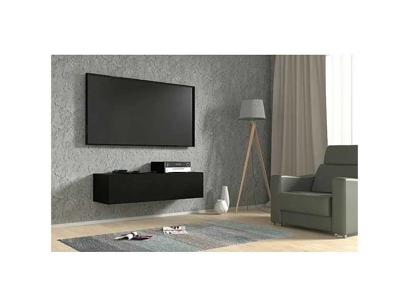 Meuble TV Mural Noir mat 120x40x3 0cm Bingo meuble Hi-fi sideboeard commode à suspendre