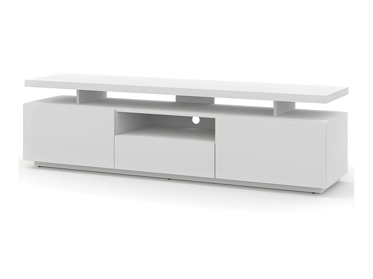 Meuble TV bas universel 180x42x51cm Armoire Hi-fi ADAM couleur blanc mat sur pied