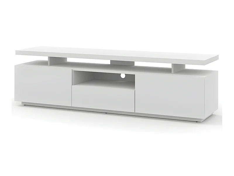 Meuble TV bas universel 180x42x51cm Armoire Hi-fi ADAM couleur blanc mat sur pied