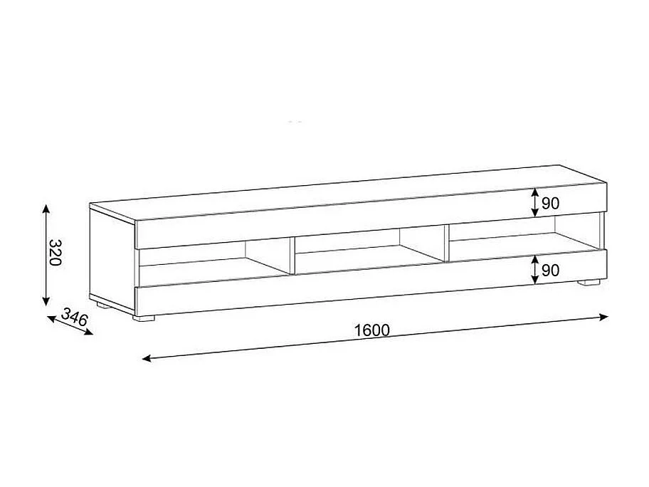 TV-Möbel MANTA 160 hängend oder stehend in Mattweiß