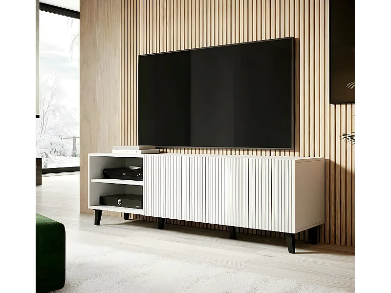 Meuble TV 150x53x40 cm Blanc PALACE meuble Hi-fi luxueux sideboeard commode sur pied