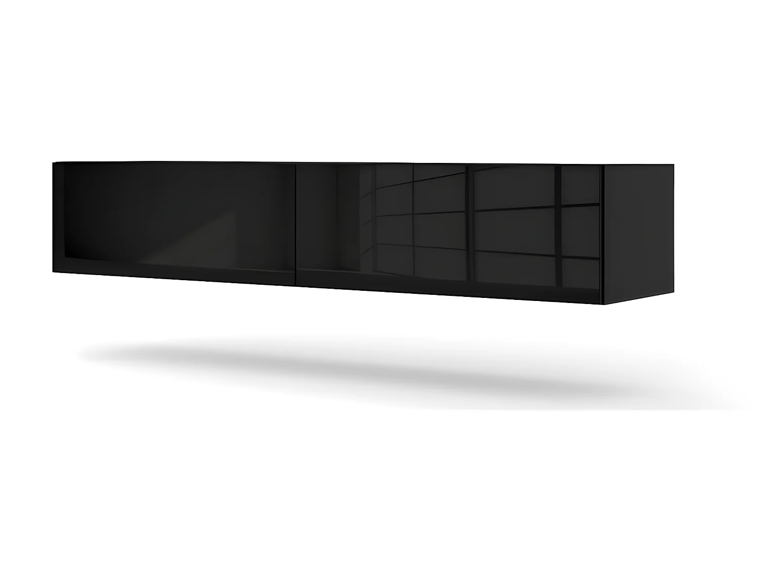 Meuble TV Mural Noir brillant 160x40x30cm Bingo meuble Hi-fi sideboeard commode à suspendre