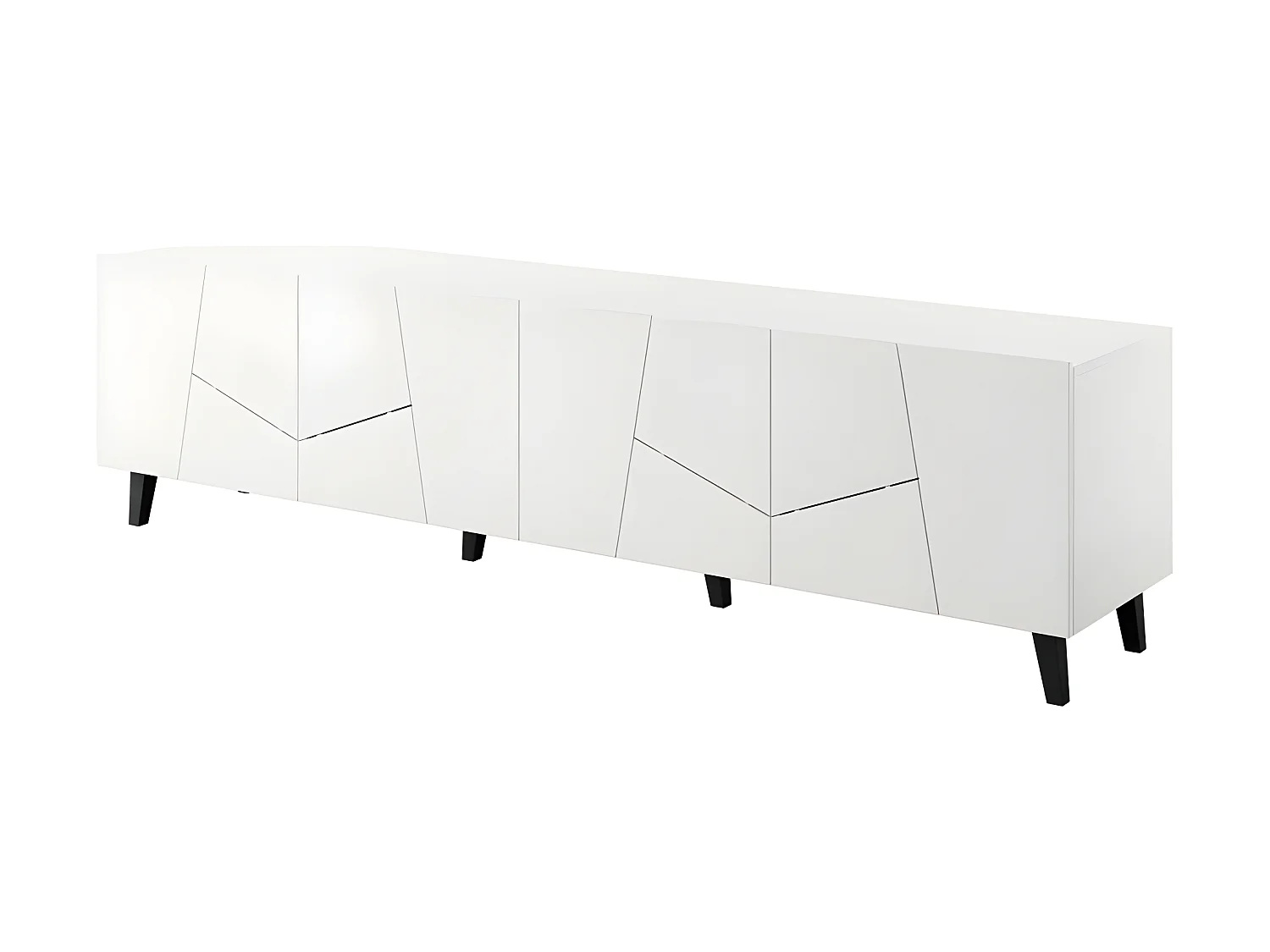 Meuble TV 200x52x42 cm Blanc mat VISO meuble Hi-fi luxueux sur pieds