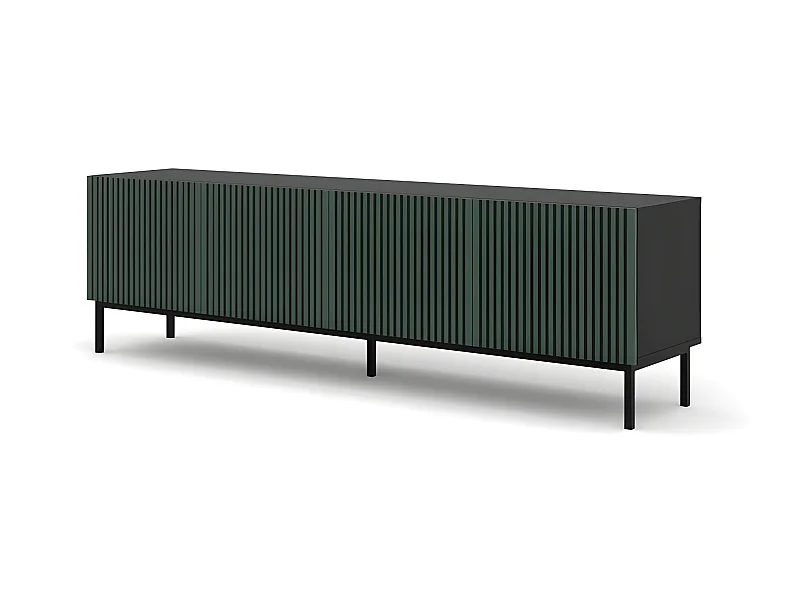 Meuble TV meuble Hi-fi sur pied Noir/Vert foncé 200x42x58cm RAVI F PEINT Pied Cadré noir