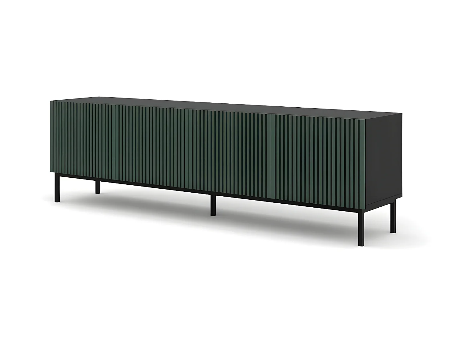Meuble TV meuble Hi-fi sur pied Noir/Vert foncé 200x42x58cm RAVI F PEINT Pied Cadré noir