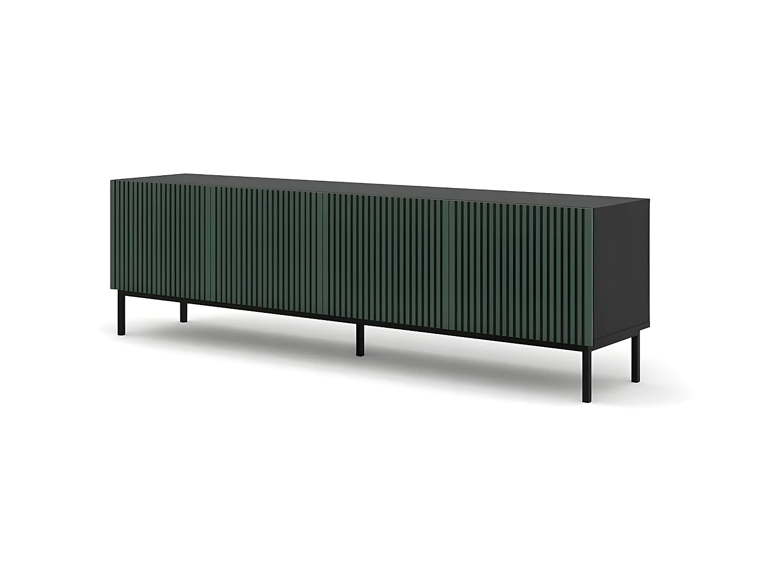 Meuble TV meuble Hi-fi sur pied Noir/Vert foncé 200x42x58cm RAVI F PEINT Pied Cadré noir