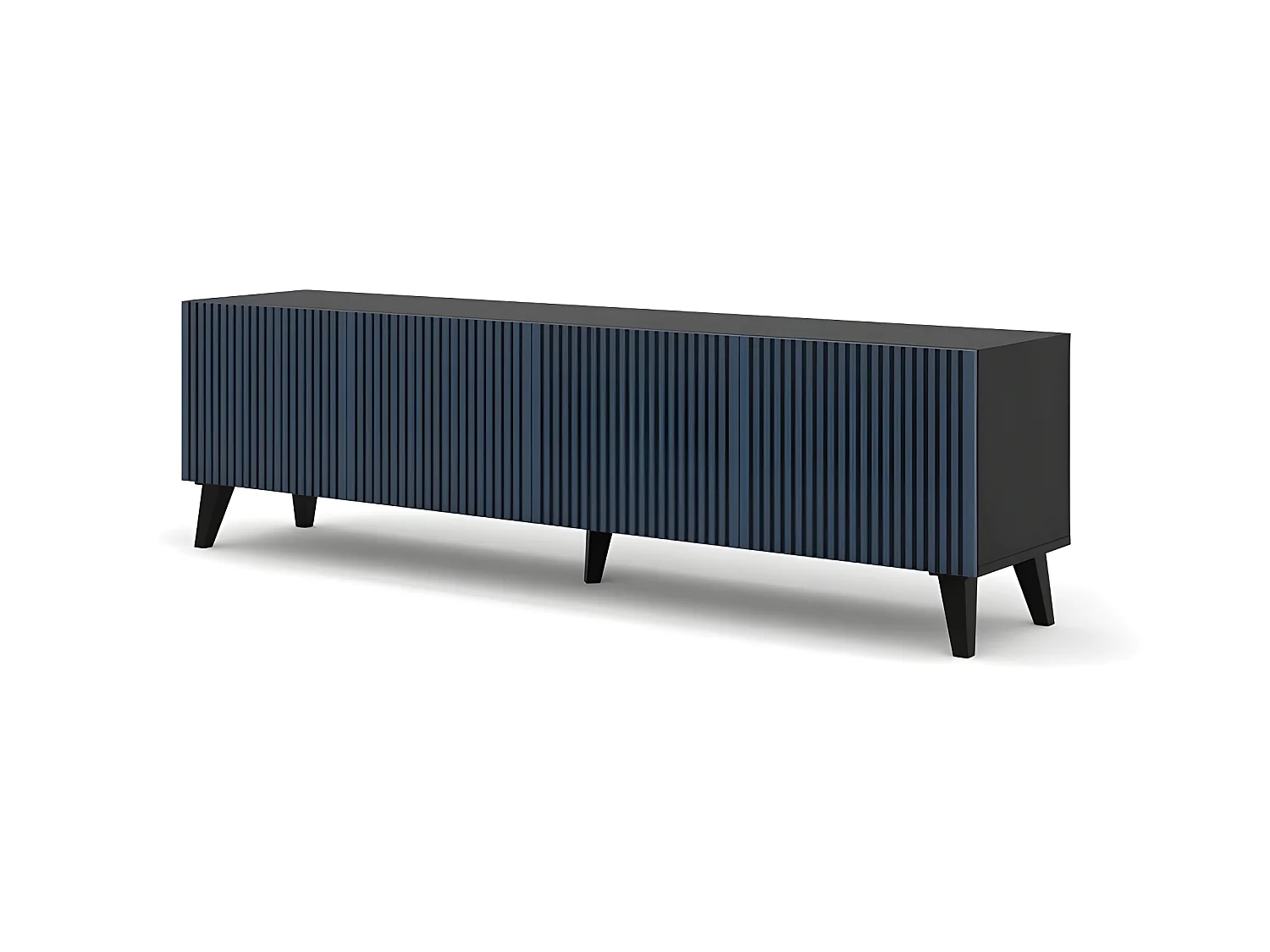 Meuble TV meuble Hi-fi sur pied Noir/Bleu marine 200x42x56cm RAVI F PEINT Pied noir