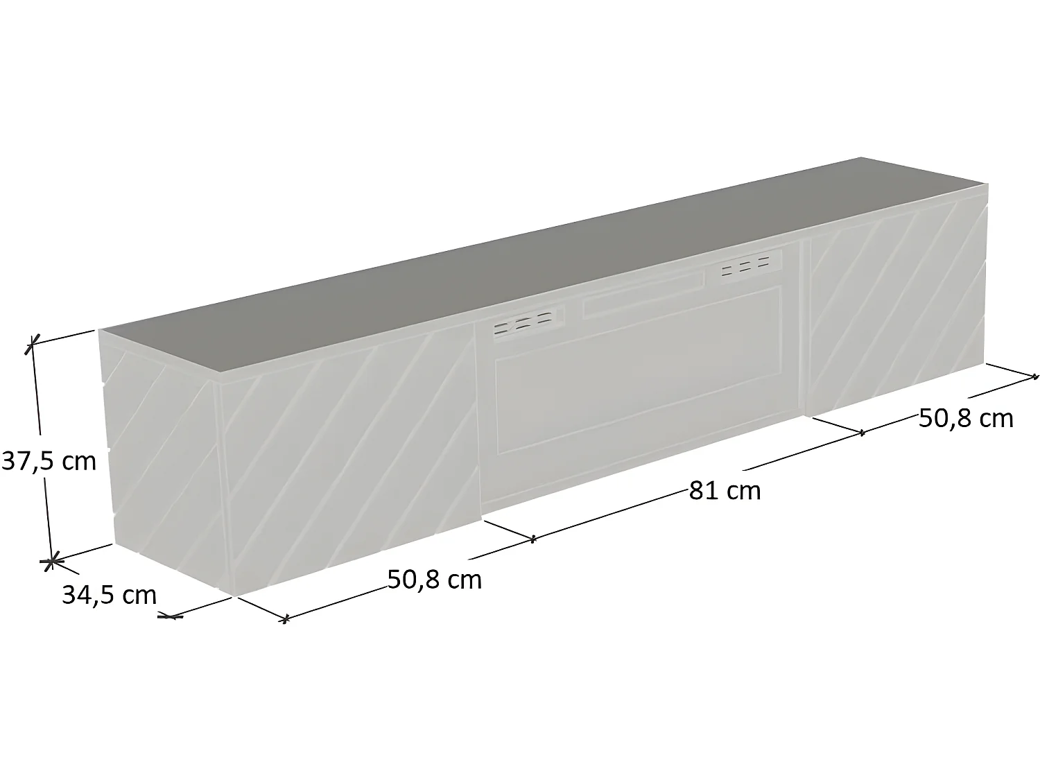 Meuble TV 183x38x35 cm blanc brillant/blanc mat ROTA avec cheminée intégrée noir meuble Hi-fi mural