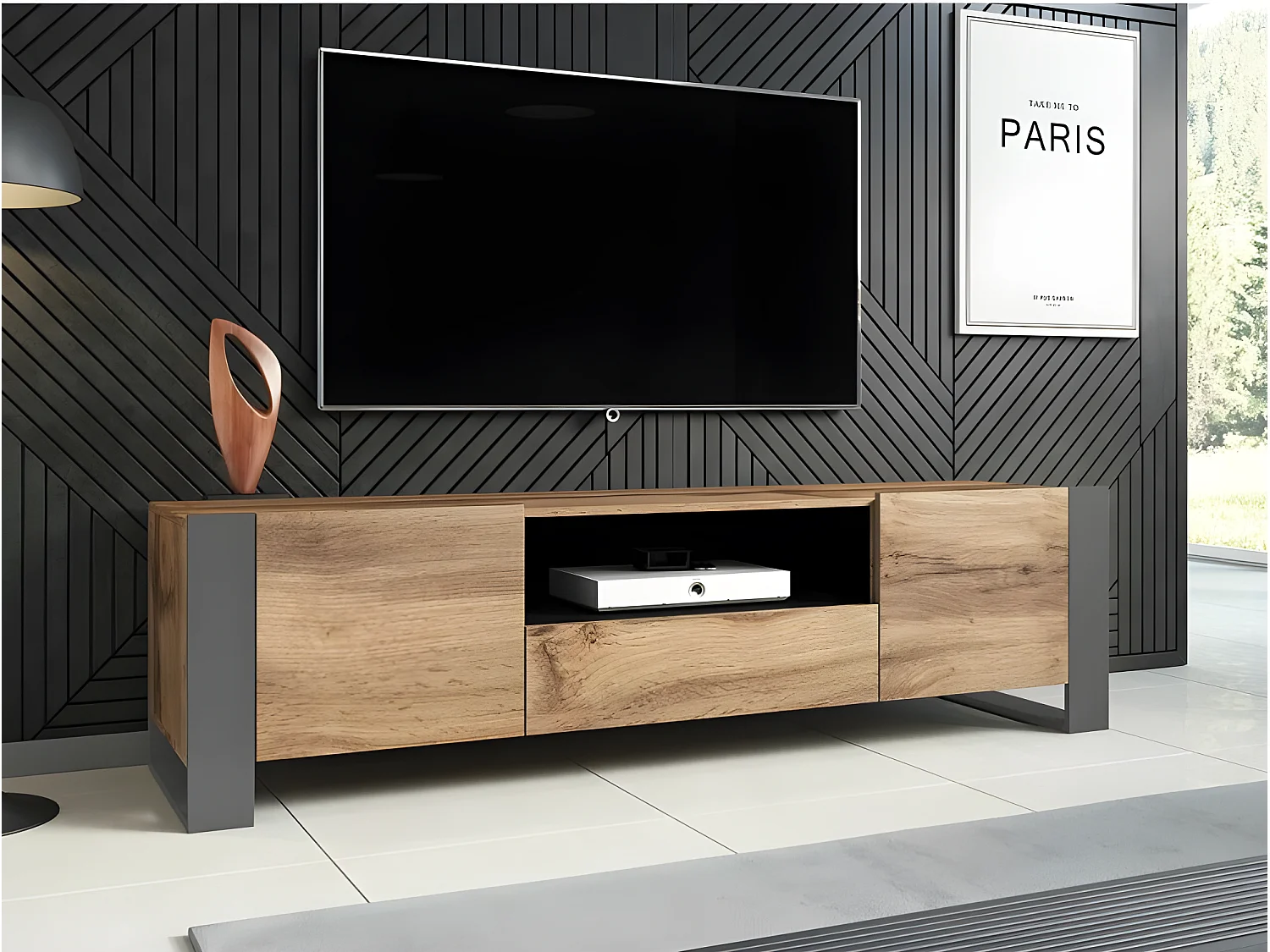 Meuble TV 180x48x44 cm  Wotan WOODY meuble Hi-fi luxueux sideboeard commode sur pied