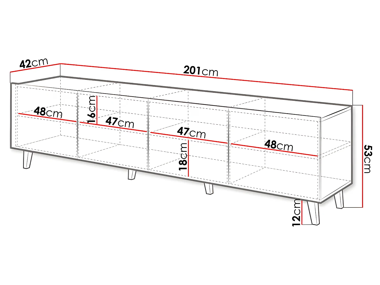 Meuble TV 200x52x42 cm noir mat/noir + chêne artisanal VISO meuble Hi-fi luxueux sur pieds