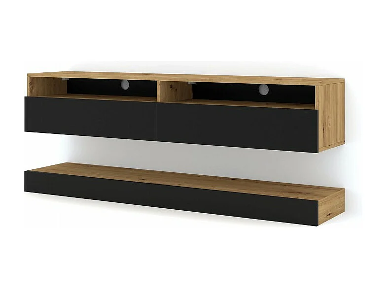 Meuble TV Duo 160 cm suspendu Artisan/ Noir sideboeard