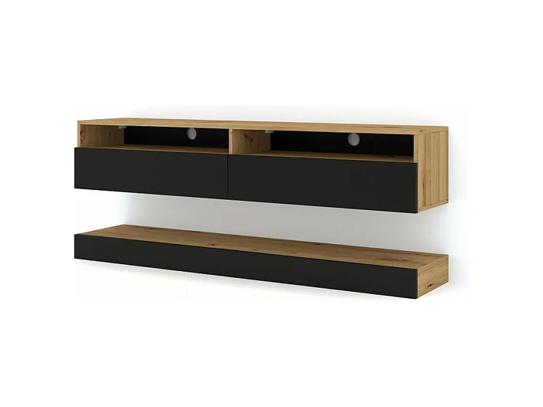 Meuble TV Duo 160 cm suspendu Artisan/ Noir sideboeard