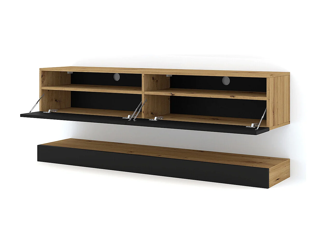 Meuble TV Duo 160 cm suspendu Artisan/ Noir sideboeard