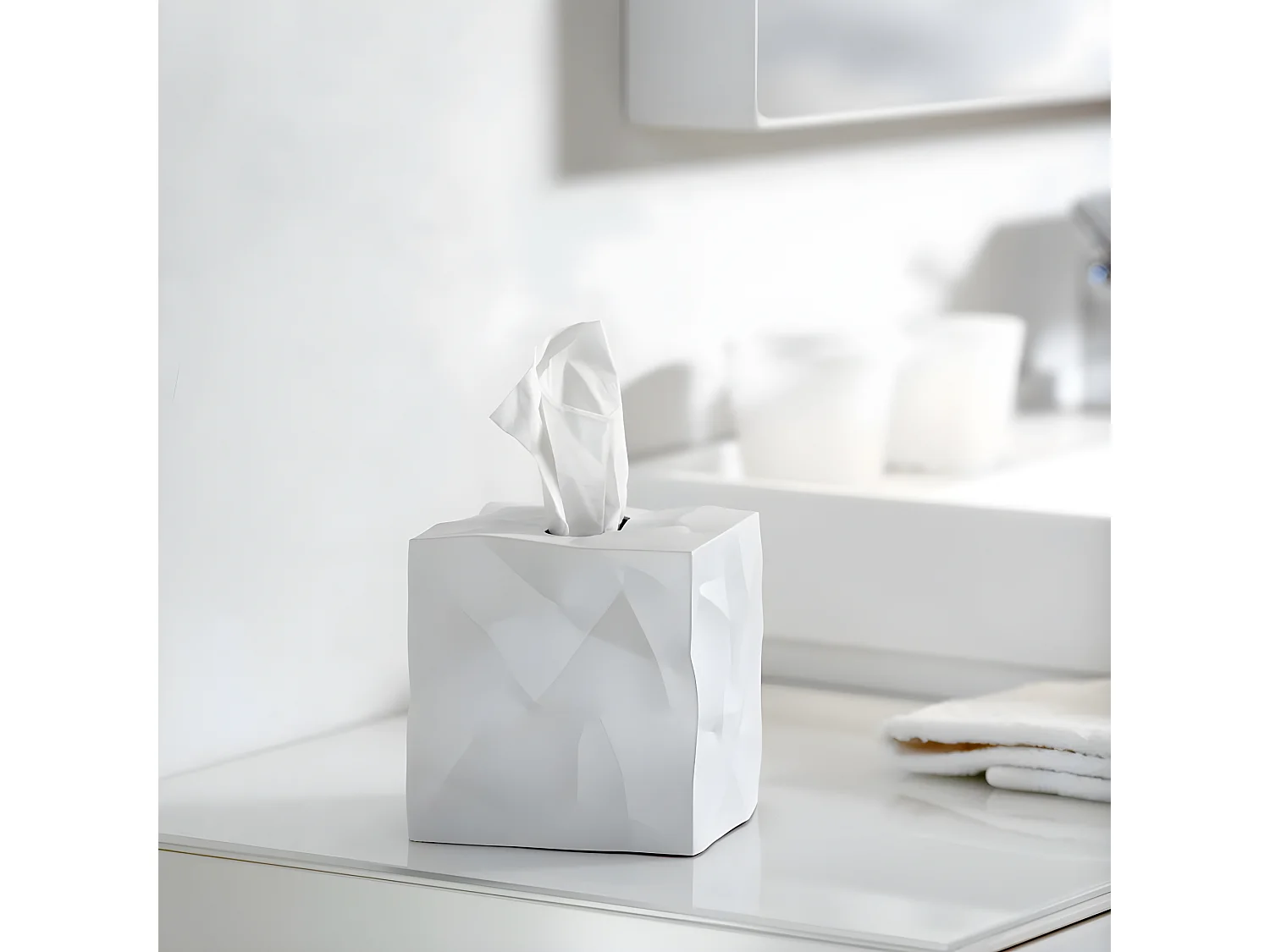 Boite mouchoirs froissée Wipy I carrée Blanc  Essey