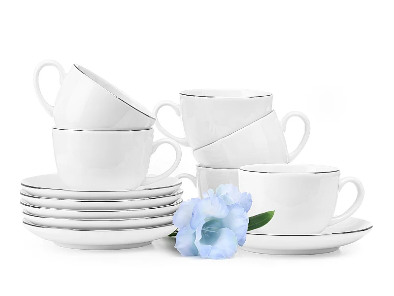 Kaffeetasse mit Untertasse 6 tlg. - Weiß - MUSCARI