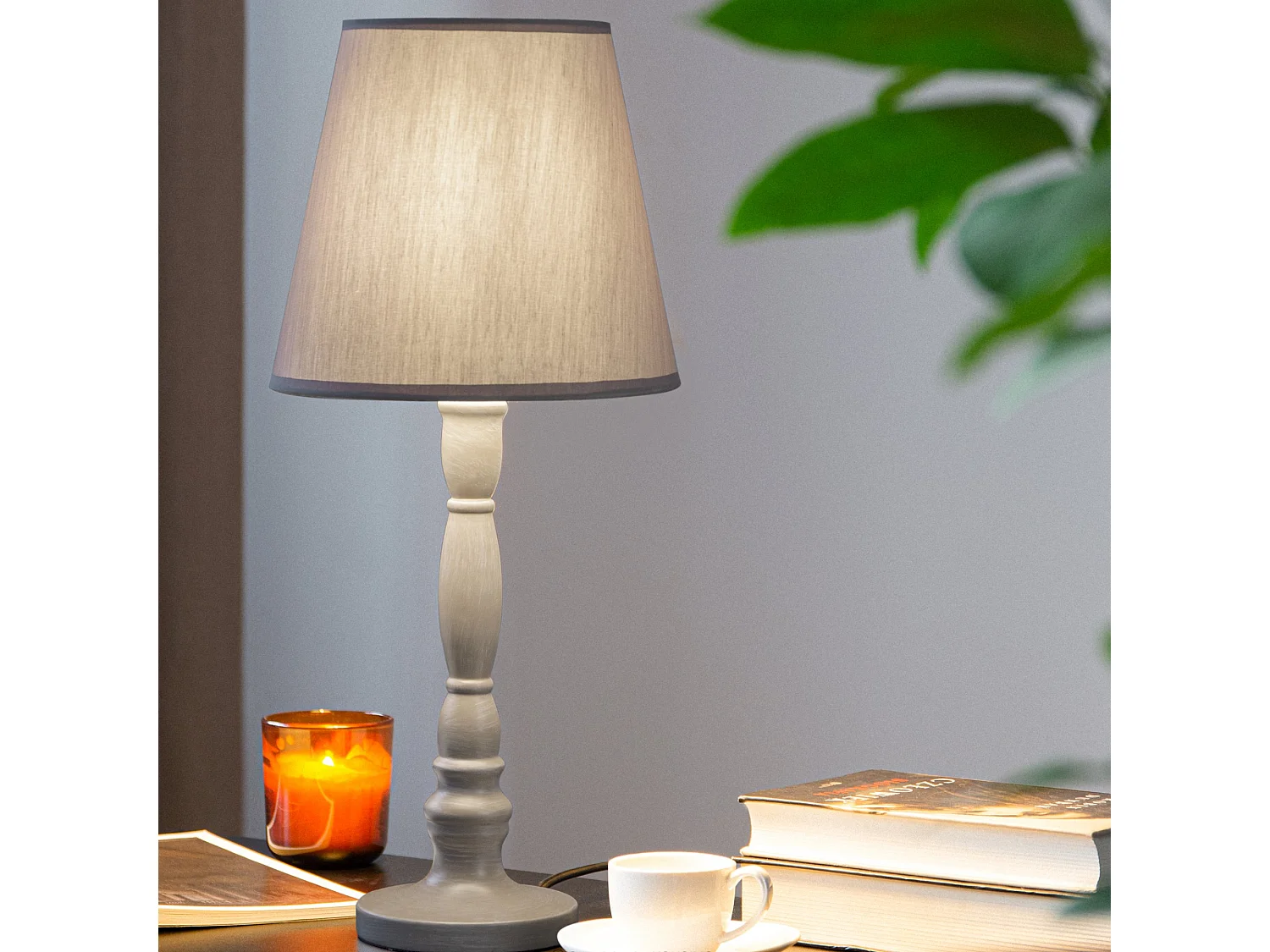 Klassische Tischlampe - Grau - GITTA