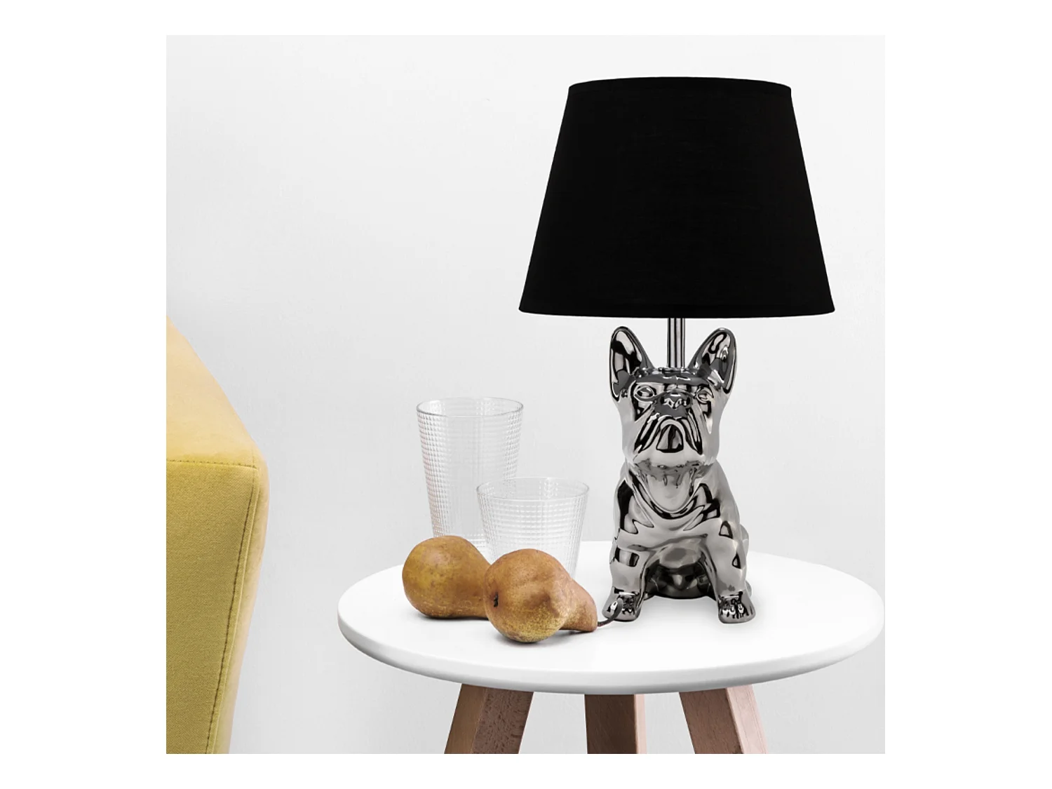 Tischlampe mit Hundefiguren 2-er Set - Silber - FODIO