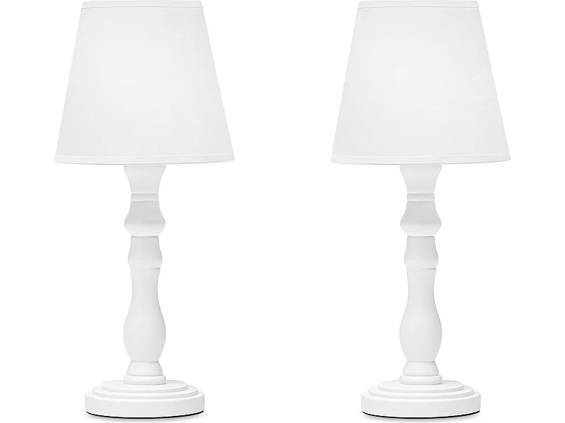 Klassische Tischlampe 2-er Set - Weiß - GITTA
