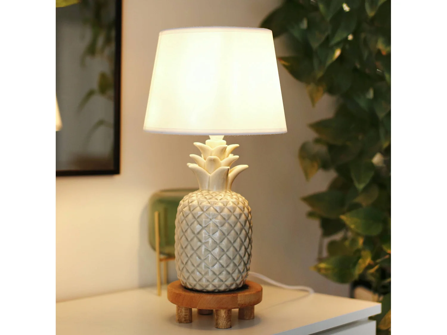 Ananas Tischlampe 2-er Set - Weiß - AREDI
