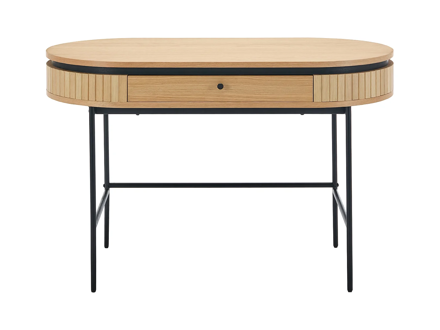 Bureau avec 1 tiroir - Placage chêne - Coloris : Naturel et noir - CARDIONA