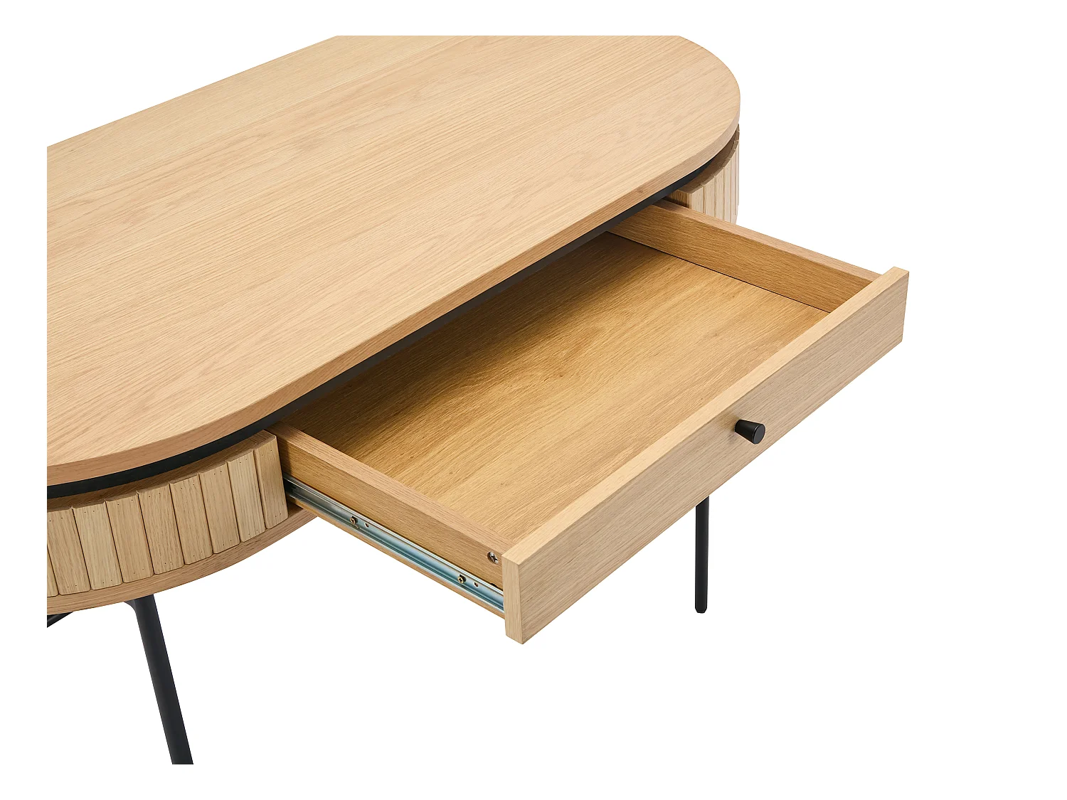 Bureau avec 1 tiroir - Placage chêne - Coloris : Naturel et noir - CARDIONA