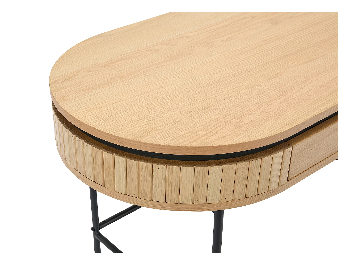 Bureau avec 1 tiroir - Placage chêne - Coloris : Naturel et noir - CARDIONA