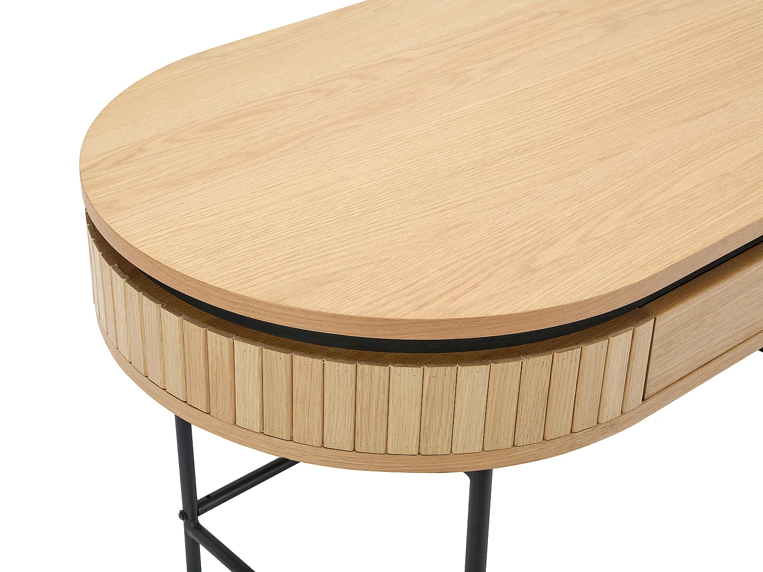 Schreibtisch mit 1 Schubladen - Eichenfurnier - Holzfarben & Schwarz - CARDIONA