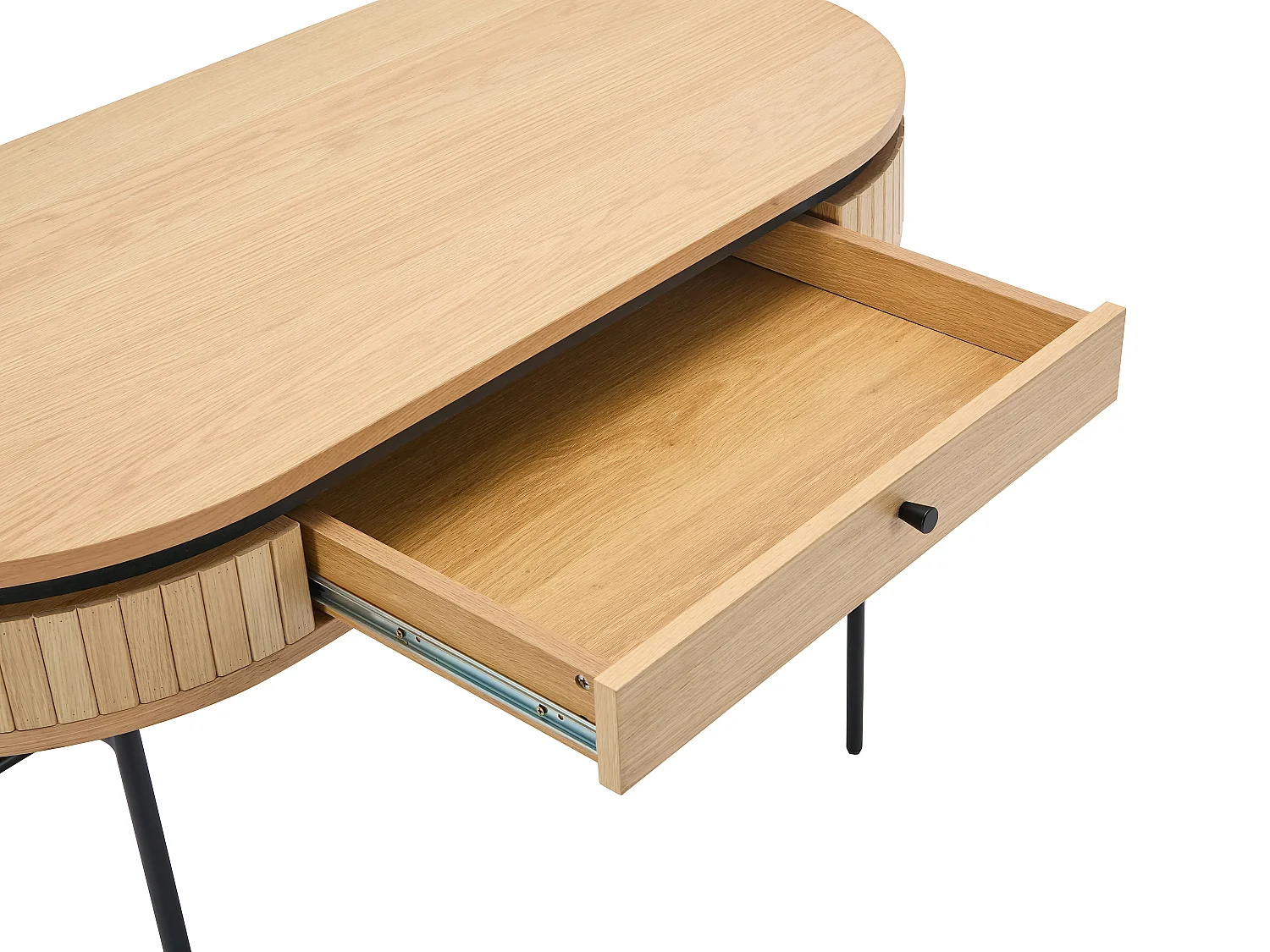 Schreibtisch mit 1 Schubladen - Eichenfurnier - Holzfarben & Schwarz - CARDIONA