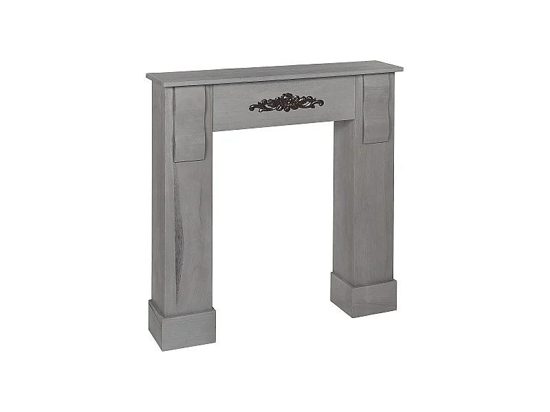 Deko-Kaminumrandung Paulownia-Holz grau 97 x 99 cm Kaminkonsole Retro Mandre