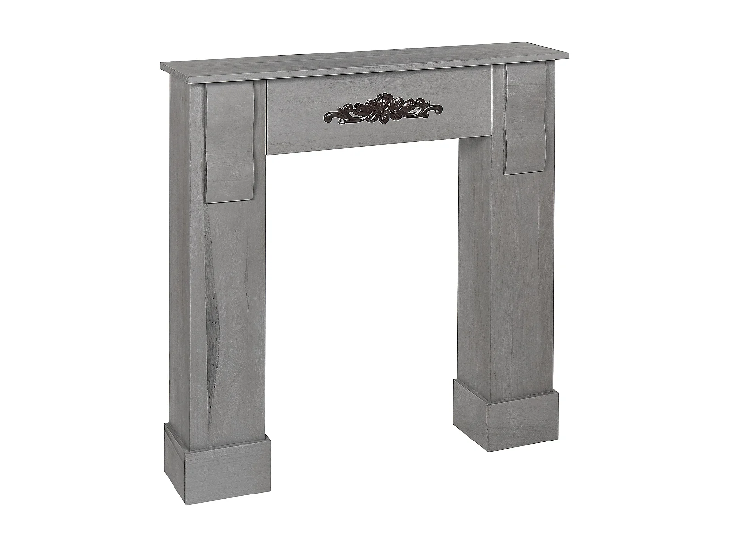 Deko-Kaminumrandung Paulownia-Holz grau 97 x 99 cm Kaminkonsole Retro Mandre