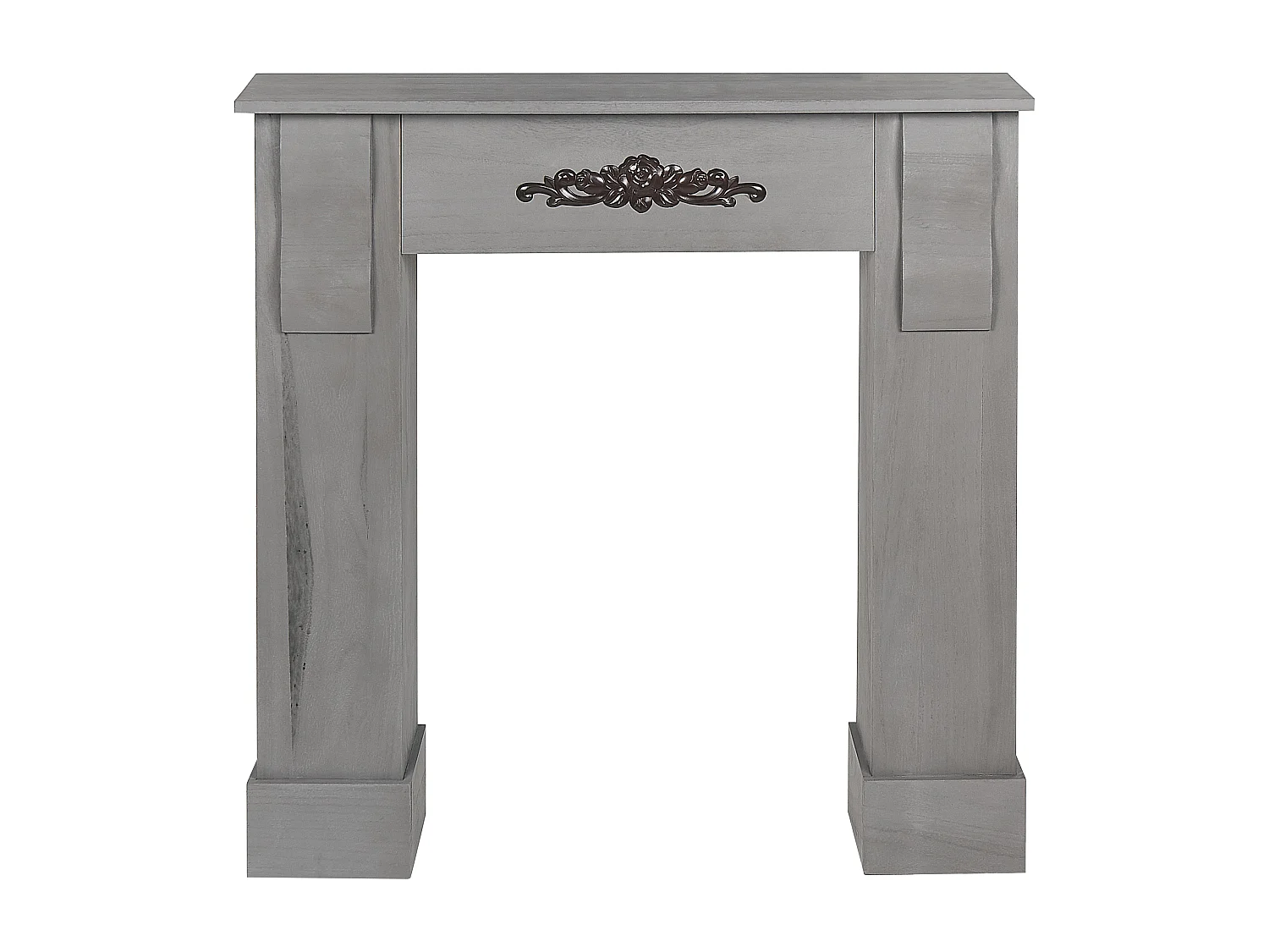 Deko-Kaminumrandung Paulownia-Holz grau 97 x 99 cm Kaminkonsole Retro Mandre