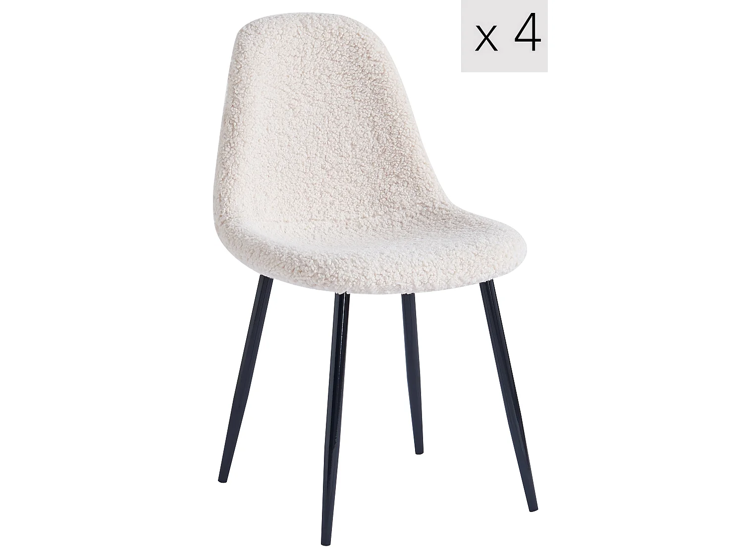 Lot de 4 chaises scandinaves en métal et tissu beige